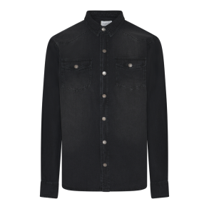 Shirt LS Ponte - 830 Black stone wash - Str. M
