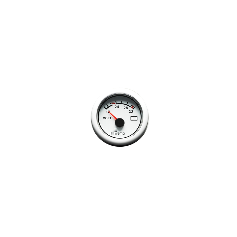 Wema Voltmeter 24 Volt Hvidt