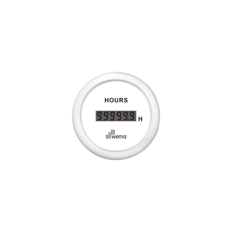 Wema Timetller LCD 12/24 Volt Hvidt