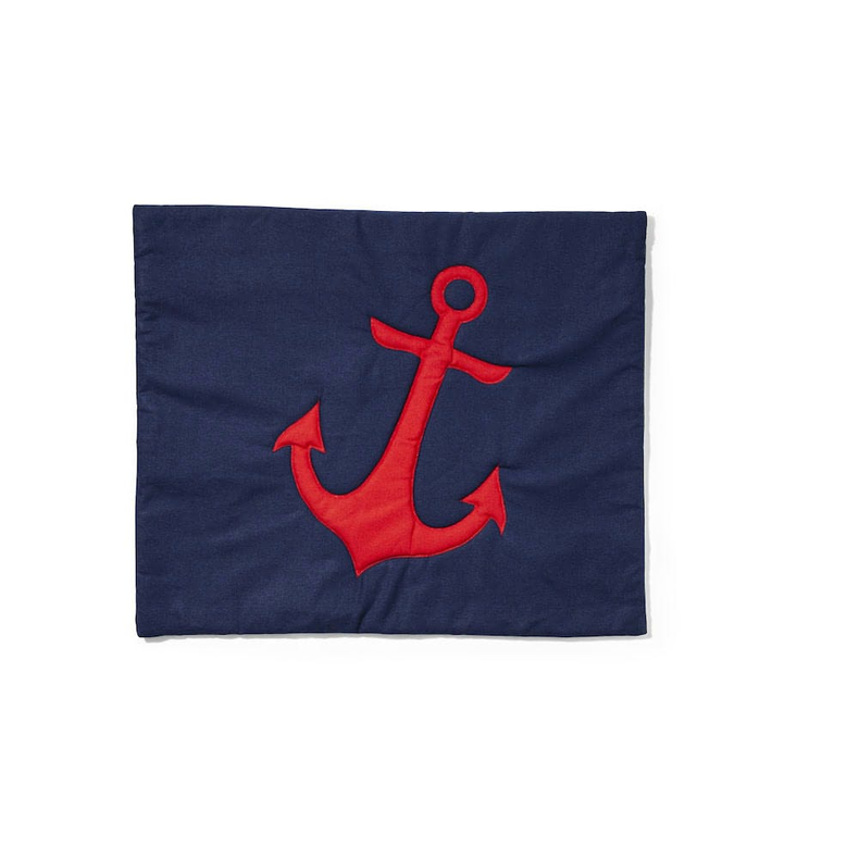 Pudebetrk - Pillow Cover Quilted Anchor Navy/Hvid Pudebetrk - Pillow Cover Quilted Anchor Navy/Rd