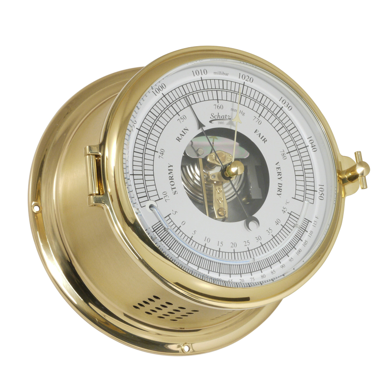 Baro-/Termometer - Meca - Royal - 180mm - Poleret Messing