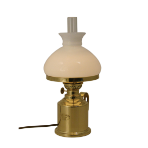 Engineers Lamp - Brass - Vesta Shade White - Electric 110-250 Volt