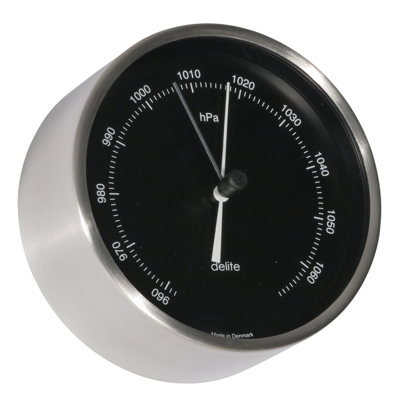 Barometer - Clausen - Brstet Rustfri Stl Hus/Sort Skive - 100mm