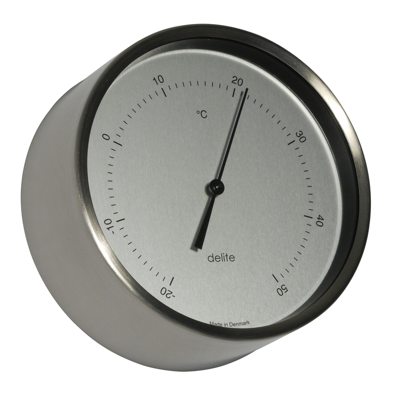 Termometer - Clausen  - Brstet Rustfri Stl / Satin Skive - 100mm