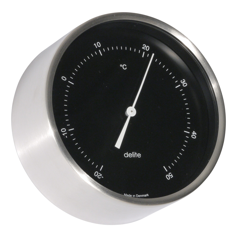 Termometer - Clausen  - Brstet Rustfri Stl Hus/Sort Skive - 100mm