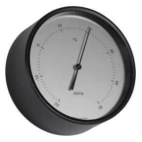 Termometer - Clausen - Sort Hus/Satin Skive - 100mm