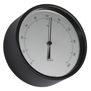 Hygrometer - Clausen - Sort Hus/Satin Skive - 100mm