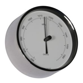 Barometer - Clausen - Poleret Rustfri Stl - Hvid Skive - 100mm