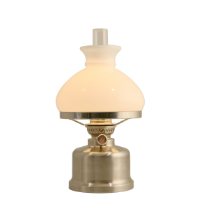 Old Danish Table Lamp - Brstet Rustfrit Stl - Olie - Delite