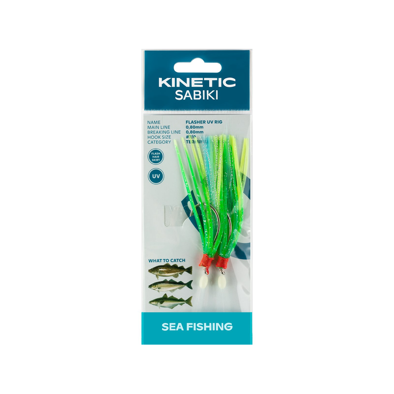 Kinetic Sabiki Flasher Uv #7/0 Green/Yellow/Blue