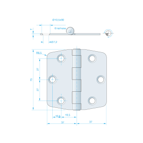 Hngsel 74 x 75mm rustfrit stl