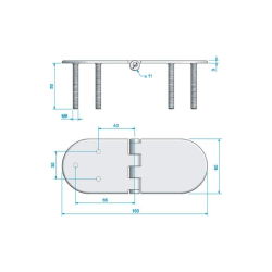 Roca hngsel 60x160mm fast M6 skruer AISI 316