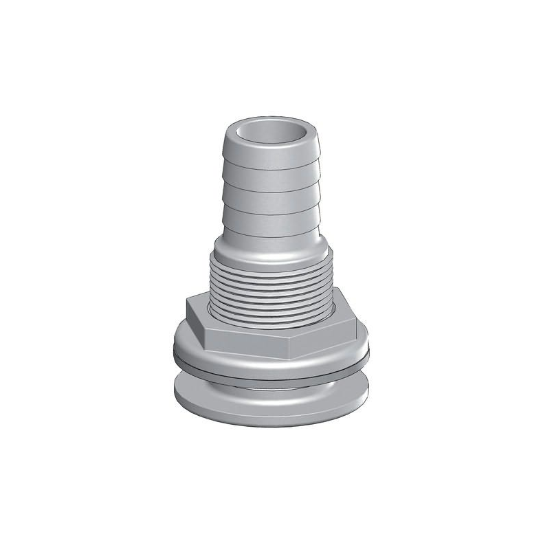 Skroggennemfring med slangestuds Skroggen. m/slangestuds  2 " 50mm  hvid