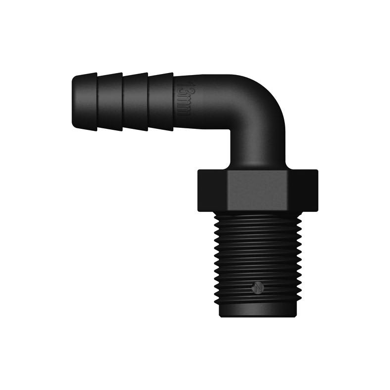 Slangestuds 90* udv. gevind komposit Trudesign Slangestuds 90� komposit sort 1/2" 13mm