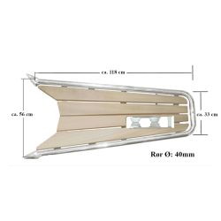 Stvnplatform M. Ankerrulle Rf Teak Vinkelbeslag 330x560x1180mm - Rr Diameter 40mm