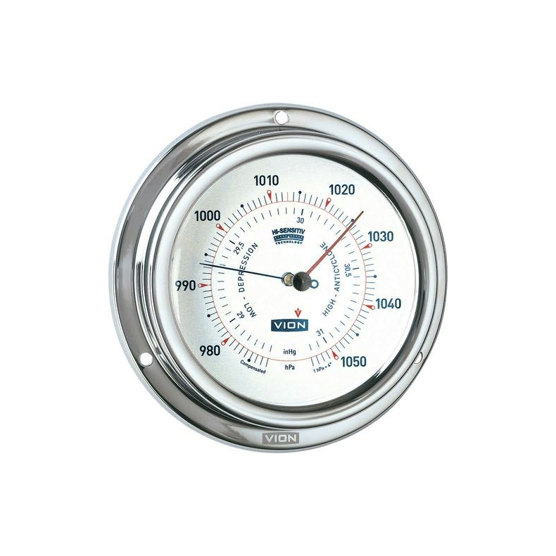 Vginstrument i poleret rustfrit stl Barometer vion 127mm polert