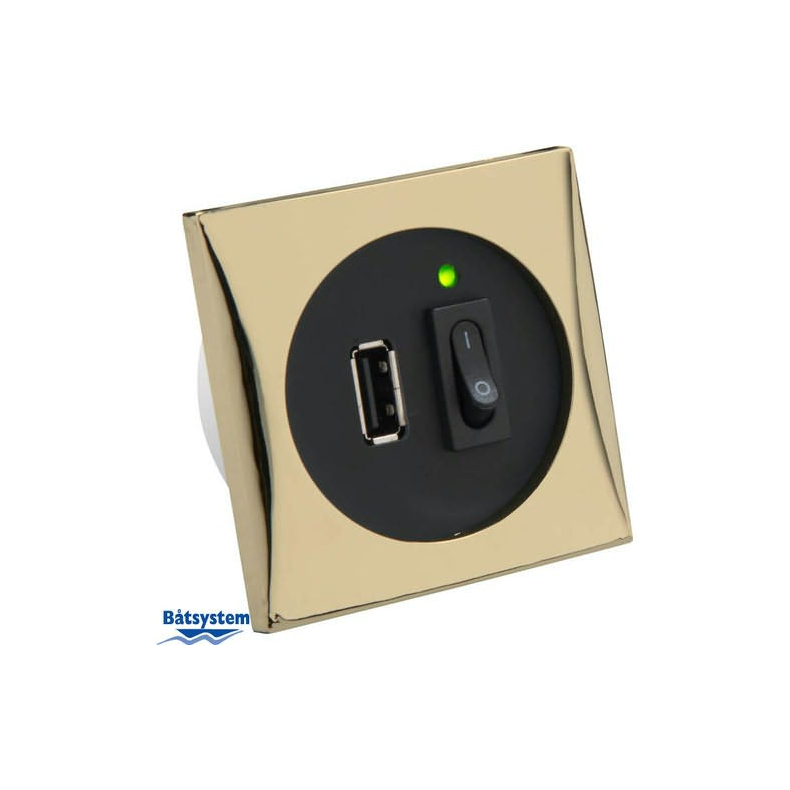 USB-kontakt 12-24V ind, 5V/2A ud, Farve Guldfarve