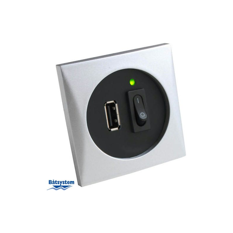 USB-kontakt 12-24V ind, 5V/2A ud, Farve Mat silver