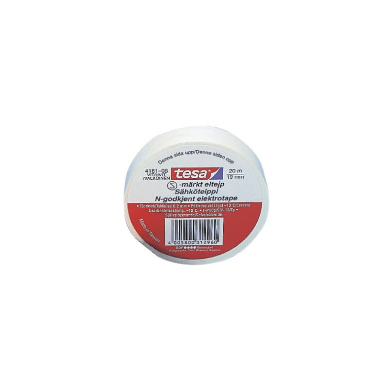 Eltape 19 mm x 20 m hvid