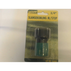 Slangekobling m/stop 3/4  m/stop
