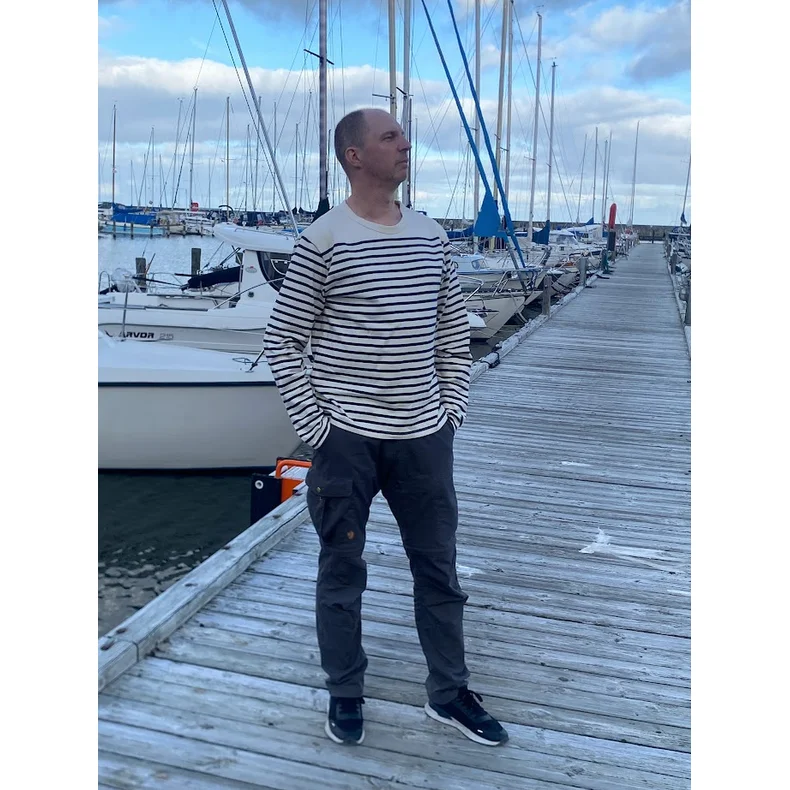 Stribet strik herre Cahampagne Stribet strik herre Cahampagne str.M