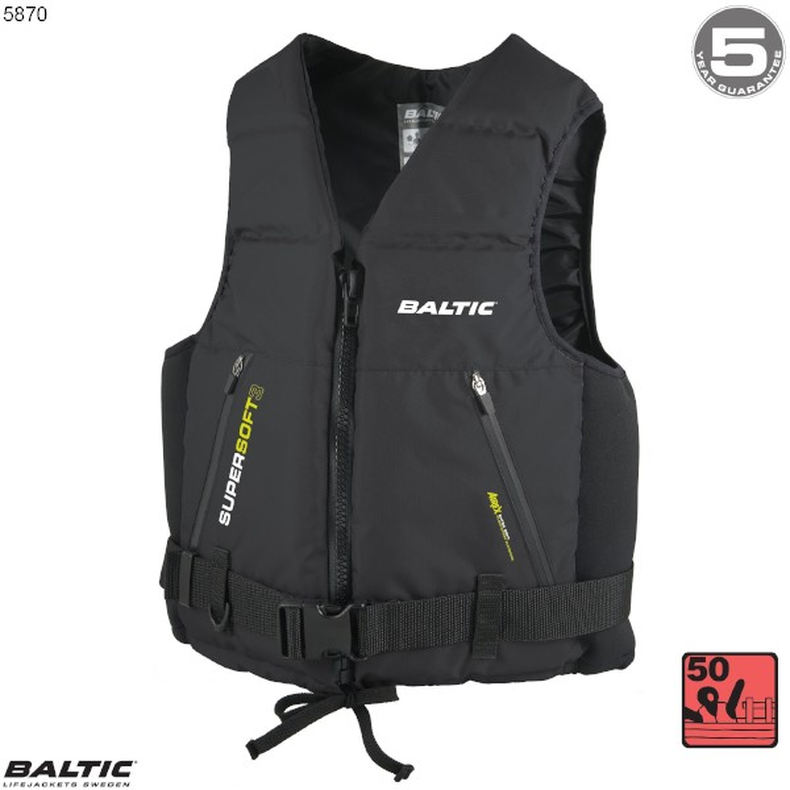 Super Soft III sejlervest Sort BALTIC 5870 Str. 90+