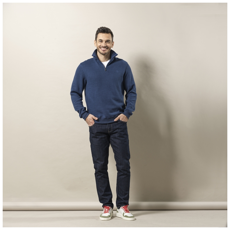 Cromwell Langrmet Sweater med Lynls Indigo str. L