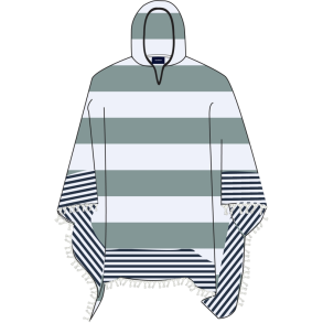 Beach Poncho Towels 5066 White / Dusty Green Str. One Size