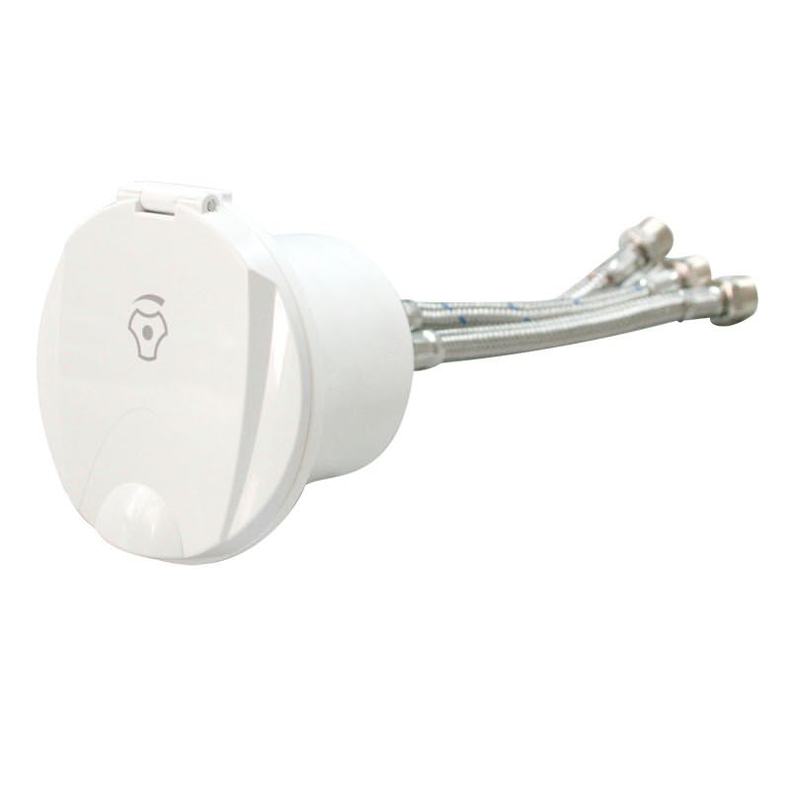 Case W/Chromed Brass Mixer Tap, W/3-Hose Conn. White