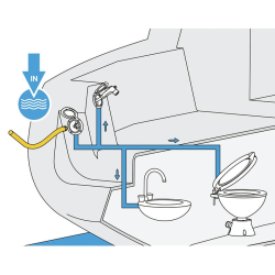 Case W/Fresh Water Inlet, W/Lid, Elbow Conn. White
