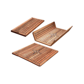 Teakbordplade Wing Med Nodder Og Motiv 68(34)x80 Cm