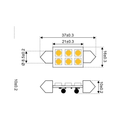 S-Led 6 Festoon 10-30v 37mm