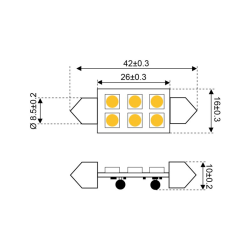 S-Led 6 Festoon 10-30v 42mm