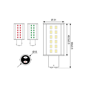S-Led 36 10-30v Bay15d Tricolor