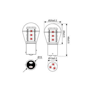 S-Led 15 10-30v Bay15d Red