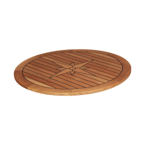 Round  65 Cm Teak Bordplade Rund M.Nodder Og Motiv