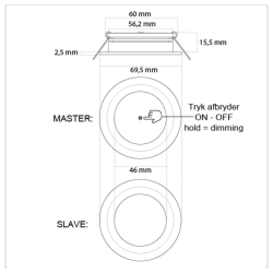 Casolux Malou Controller rustfri-poleret 2x3W rd/hvid 10-32V 69,5mm IP64