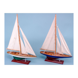 Modelskib J-Class 36x52 cm - Bl/Brun eller Hvid/Grn