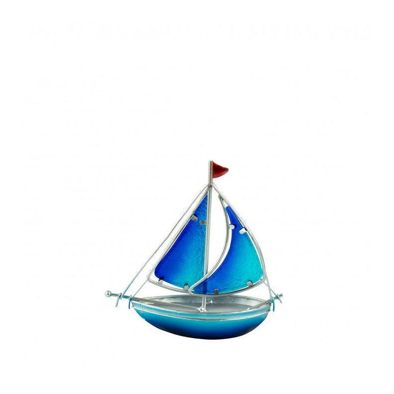 Art Glass Sailboat , Blue , 15cm