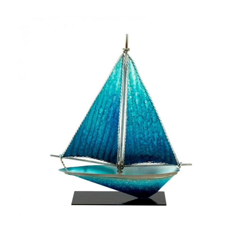 Art Metal Sailboat , Blue , 26 Cm