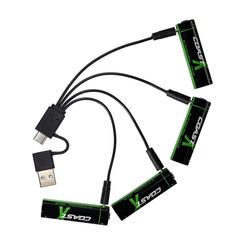 Coast ZX Genopladelige AA batterier med USB 4 stk