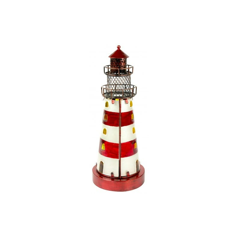 Stained Glass Lighthouse Stor Stained Glass Lighthouse, Red, 32cm