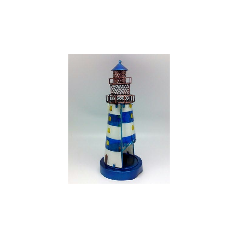 Stained Glass Lighthouse Stor Stained Glass Lighthouse, Blu, 32cm