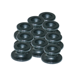 Sort pvc knap for gummistrop 10 stk