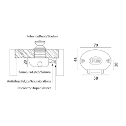 Skabsls hvid med anti vibration 70 x 45 x 20 mm
