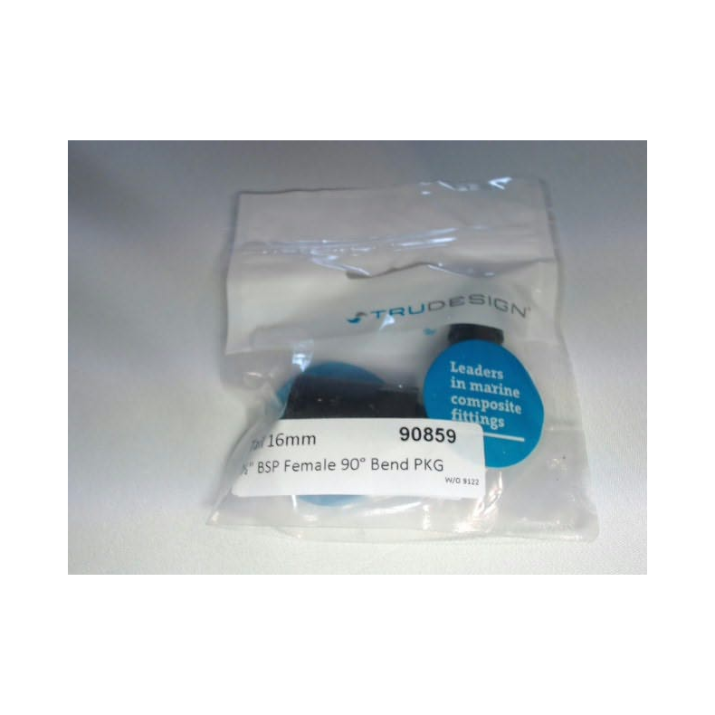 Slangestuds 90* indv. gevind komposit Trudesign 90 slangestuds 16mm sort 1/2" indvendig gevind