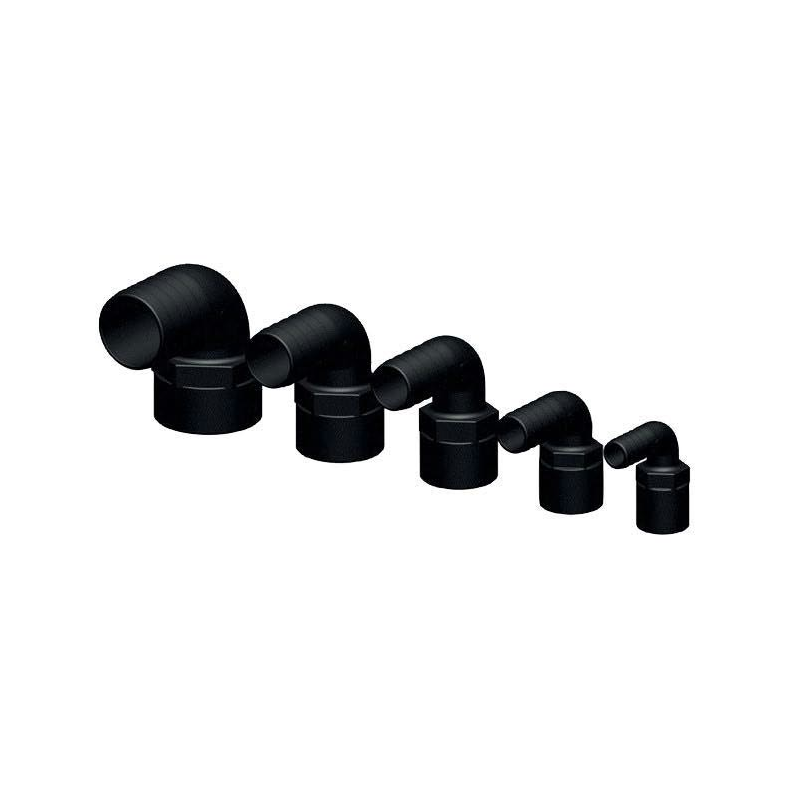 Slangestuds 90* indv. gevind komposit Trudesign 90 slangestuds 19mm sort 3/4" indvendig gevind