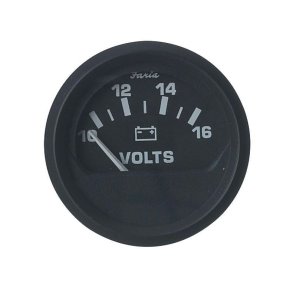Faria Voltmeter 10-16v. sort