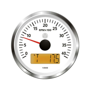 Vdo Omdrejningstller M/Lcd, Hvid 0-4000rpm 85mm
