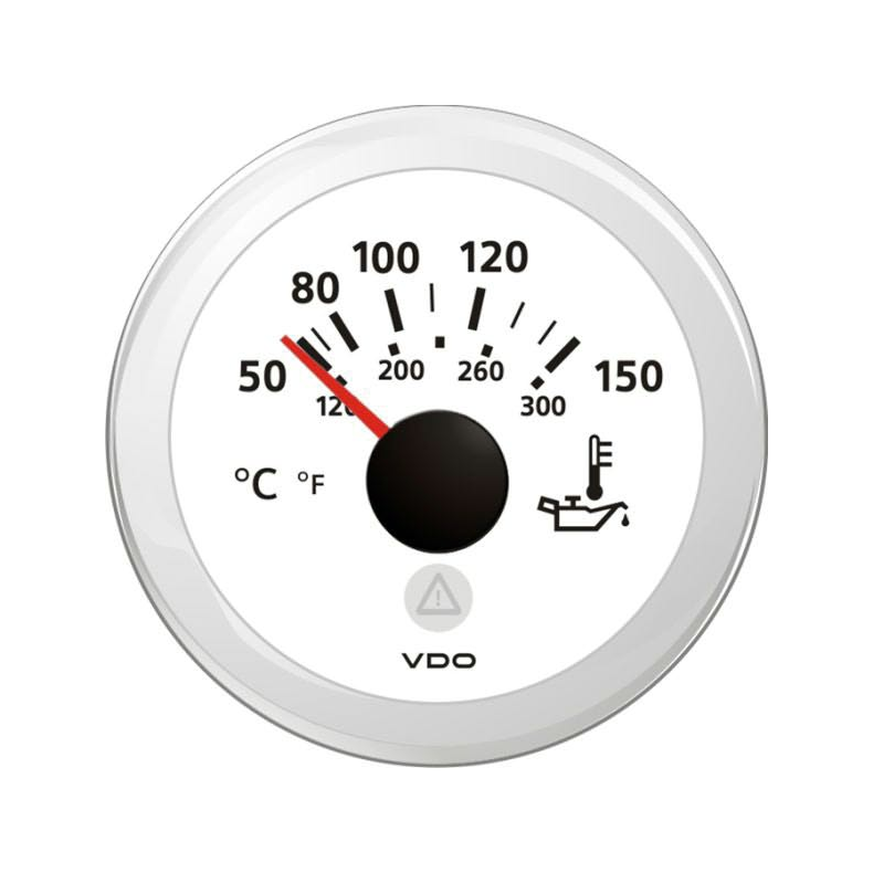 Vdo temperatur olie, hvid 52mm